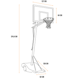 Panier de basket sur pied à roulettes réglable intérieur extérieur GOTEK50 – Image 3